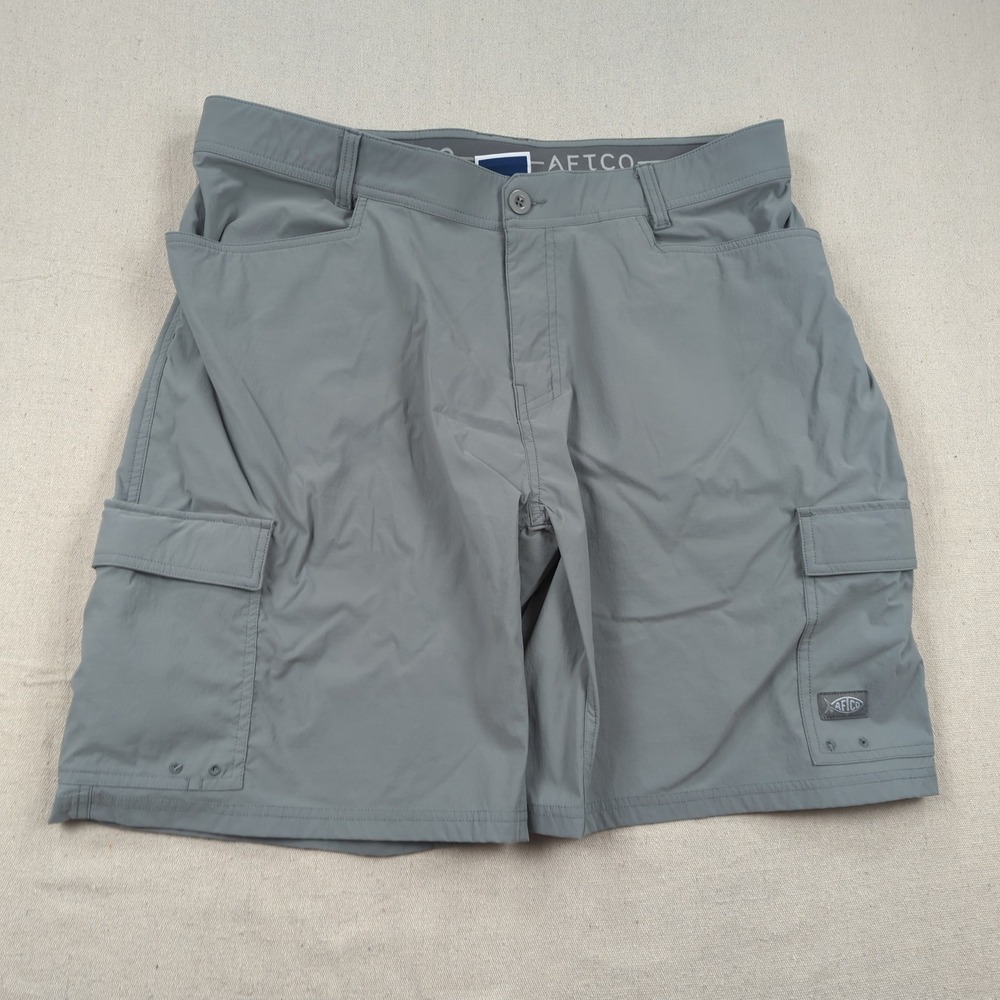 AFTCO Shorts Mens 38 Gray Fishing Performance Outdoor Stretch Cargo